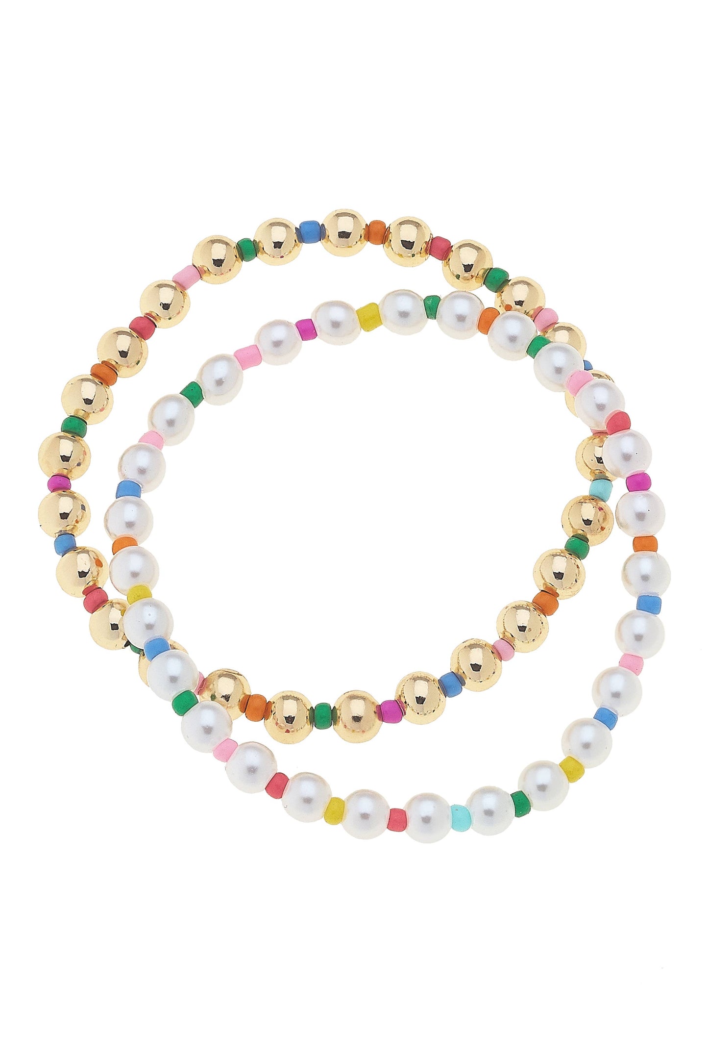 Luna Pearl & Rainbow Children's Stretch Bracelet Set of 2