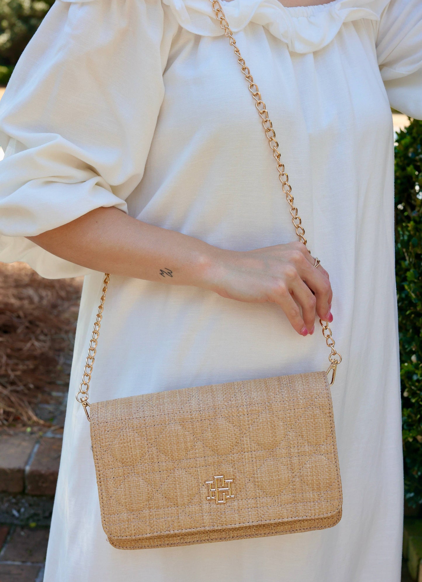 Bryn Clutch/Crossbody Natural Quilted