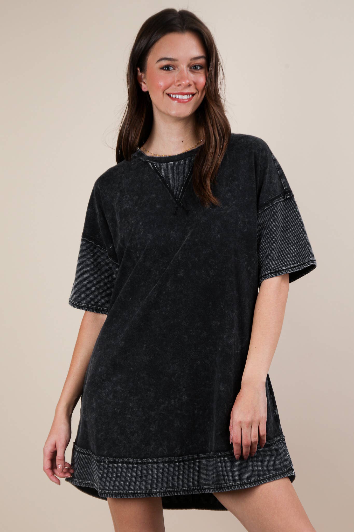 Macie Mineral Washed Comfy Knit Dress