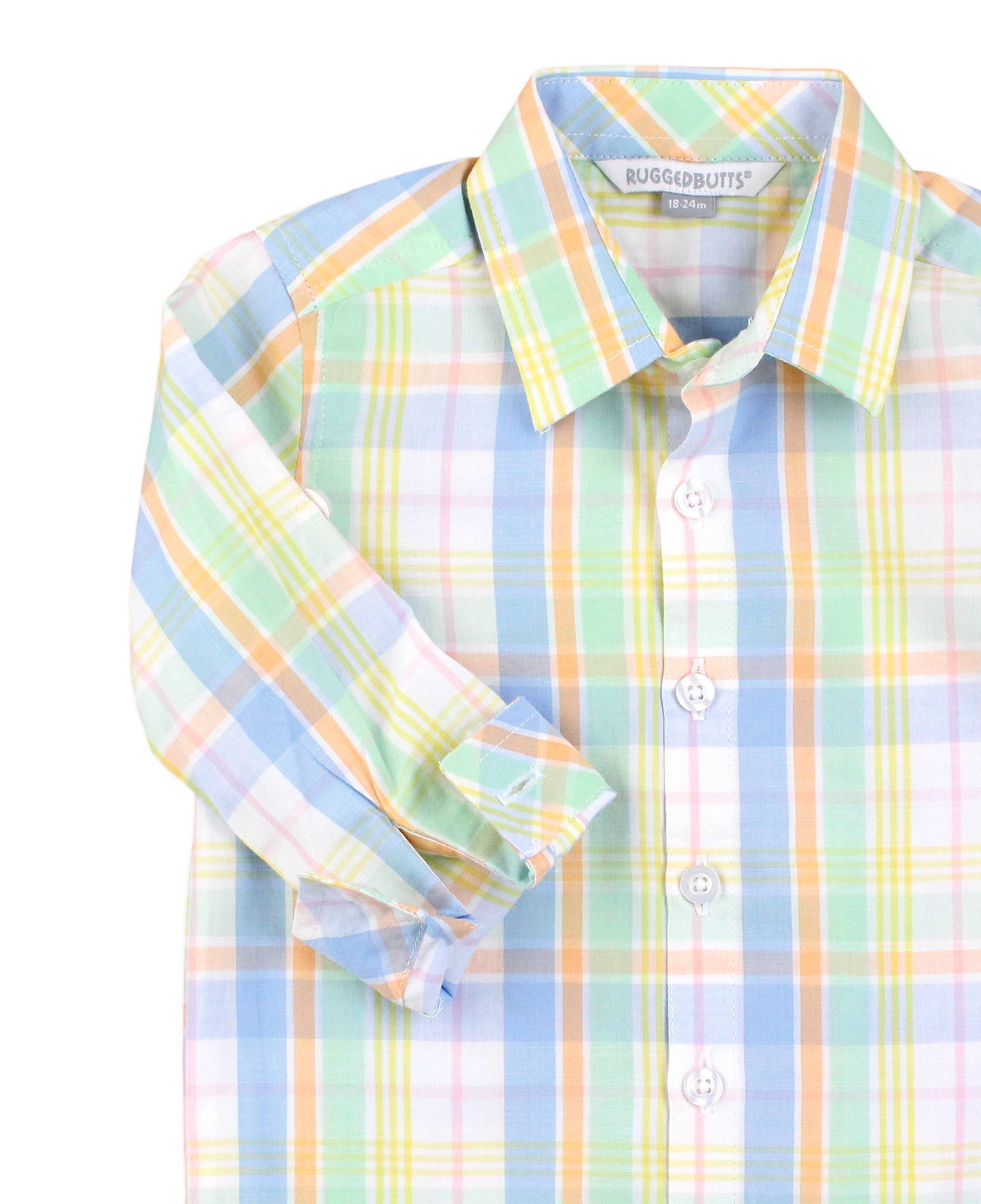 Clubhouse Rainbow Plaid Long Sleeve Button Down Shirt