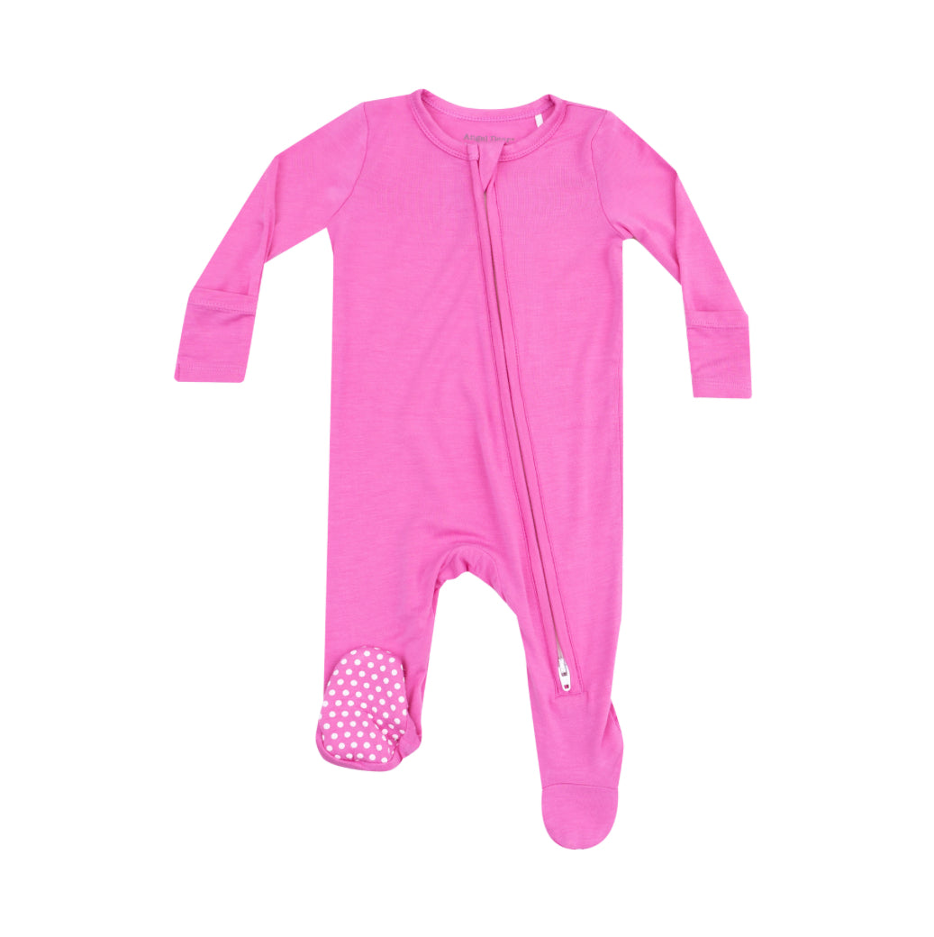 Solid Strawberry Moon 2 Way Zipper Footie