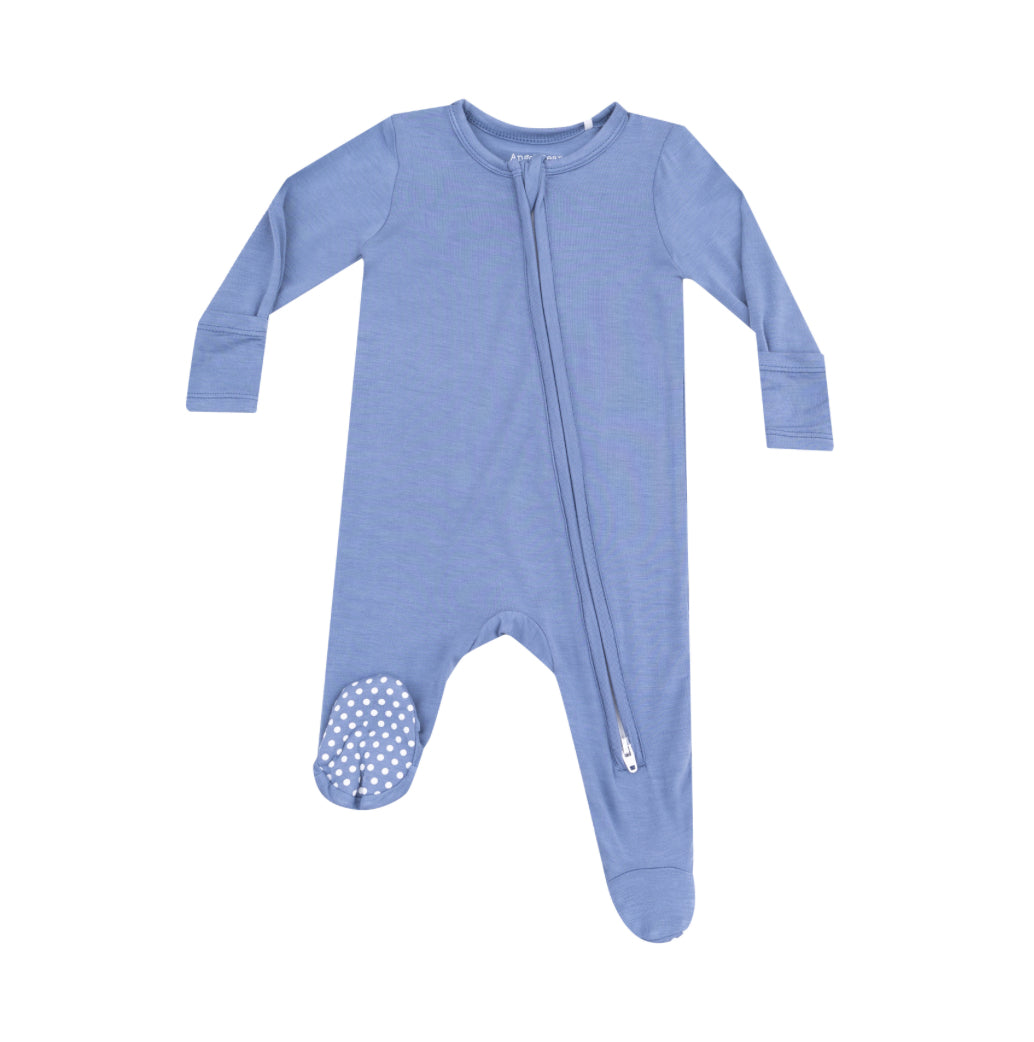 Solid Country Blue 2 Way Zipper Footie