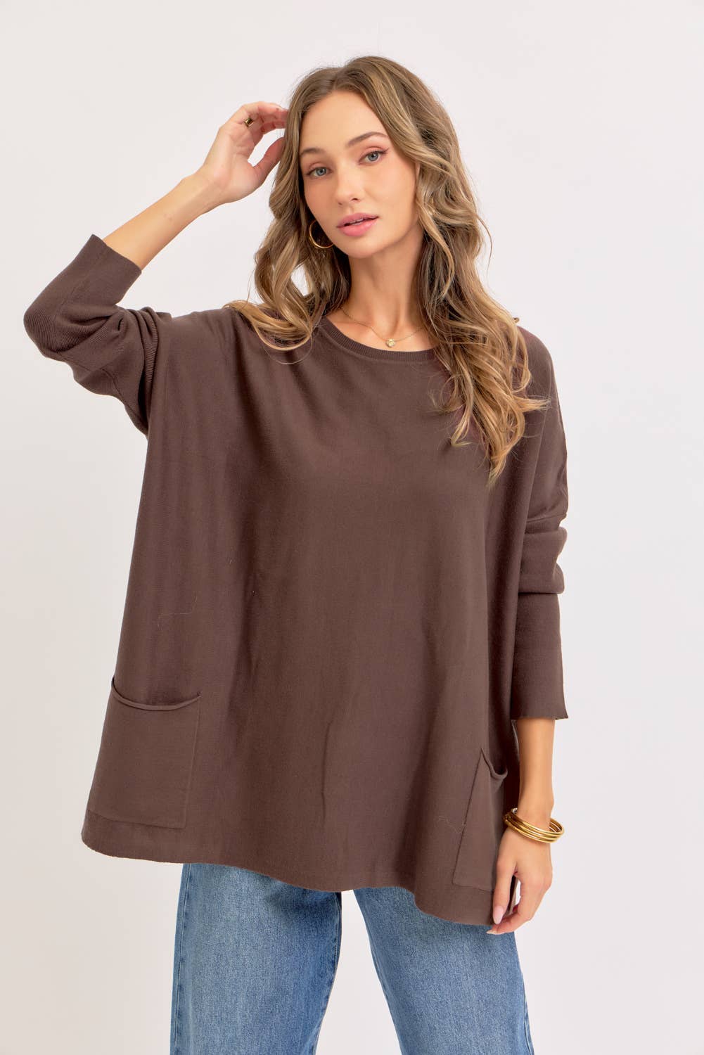 Miley Oversized Sweater Top (Brown or Black)