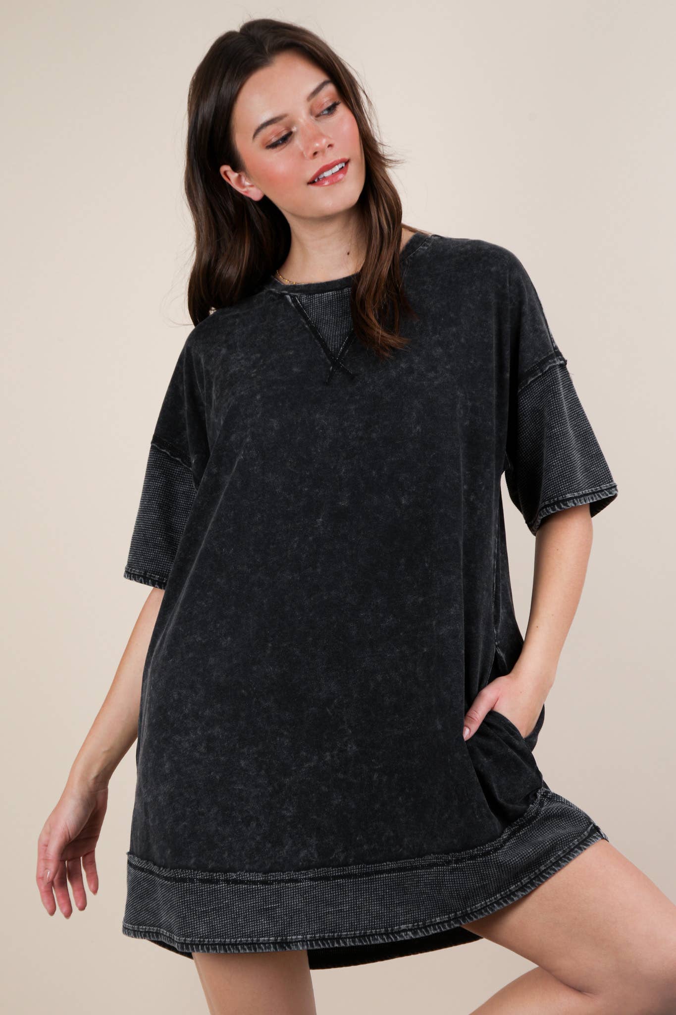 Macie Mineral Washed Comfy Knit Dress