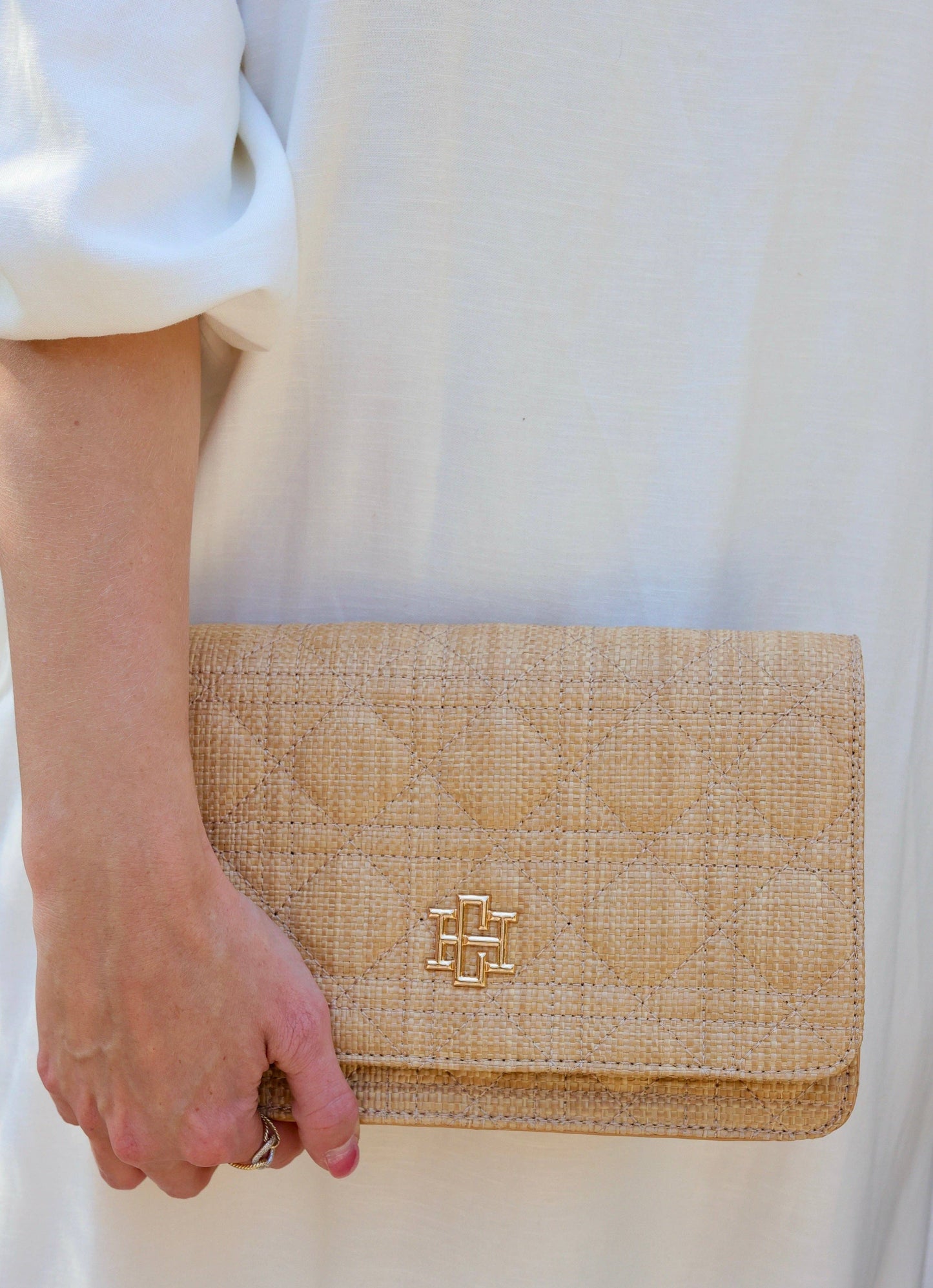 Bryn Clutch/Crossbody Natural Quilted