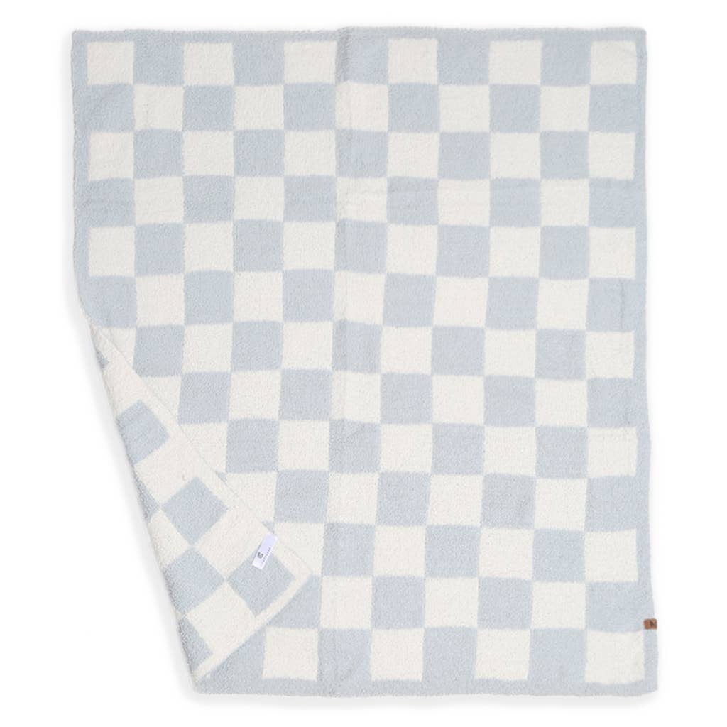 Kids Checkered Pattern Soft Throw Blanket: Blue