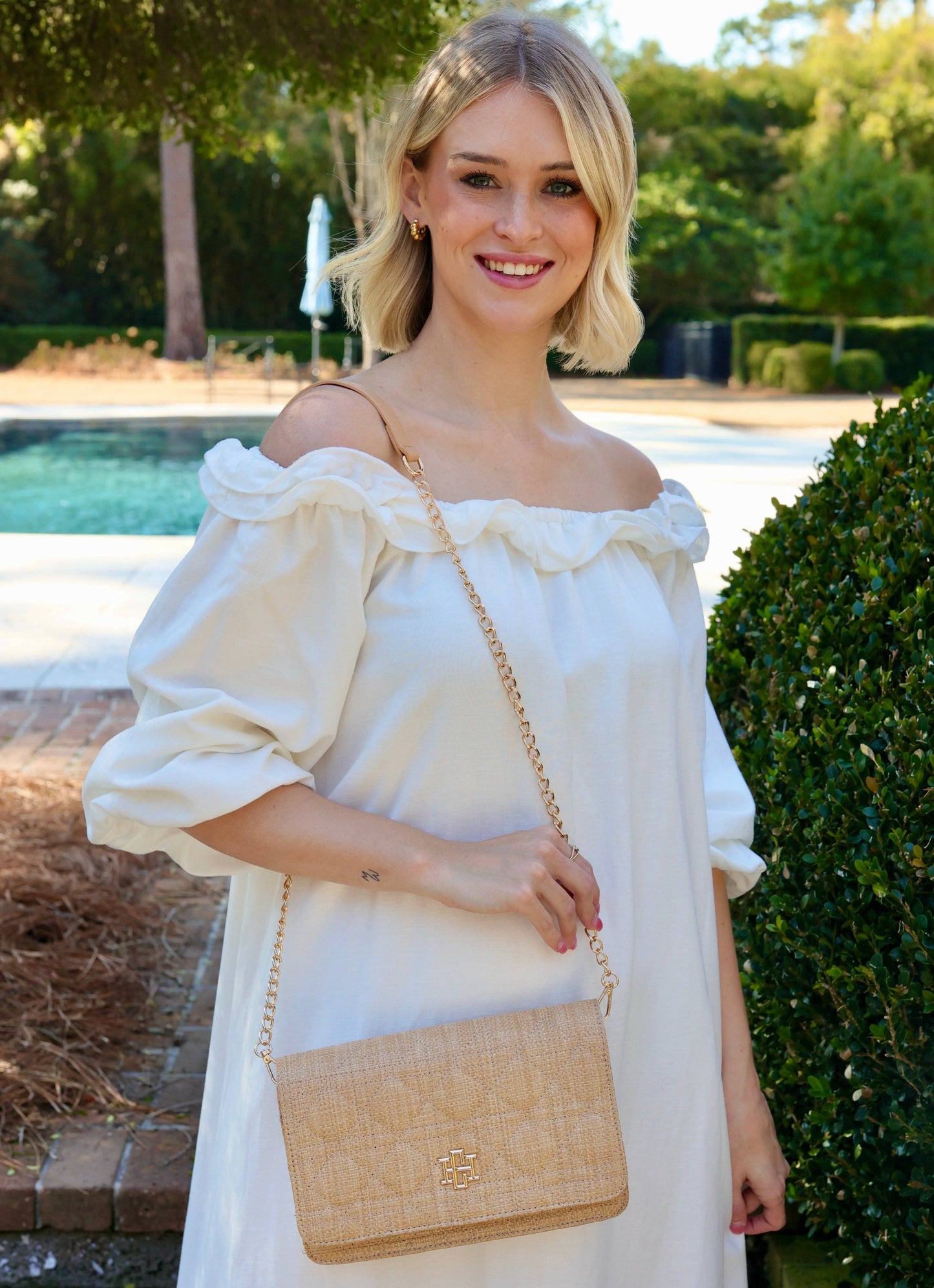 Bryn Clutch/Crossbody Natural Quilted