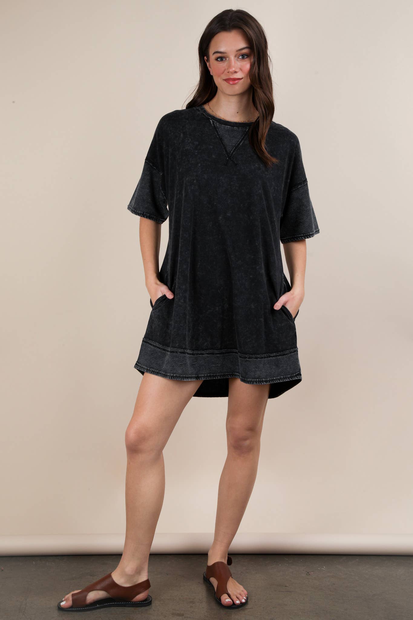 Macie Mineral Washed Comfy Knit Dress