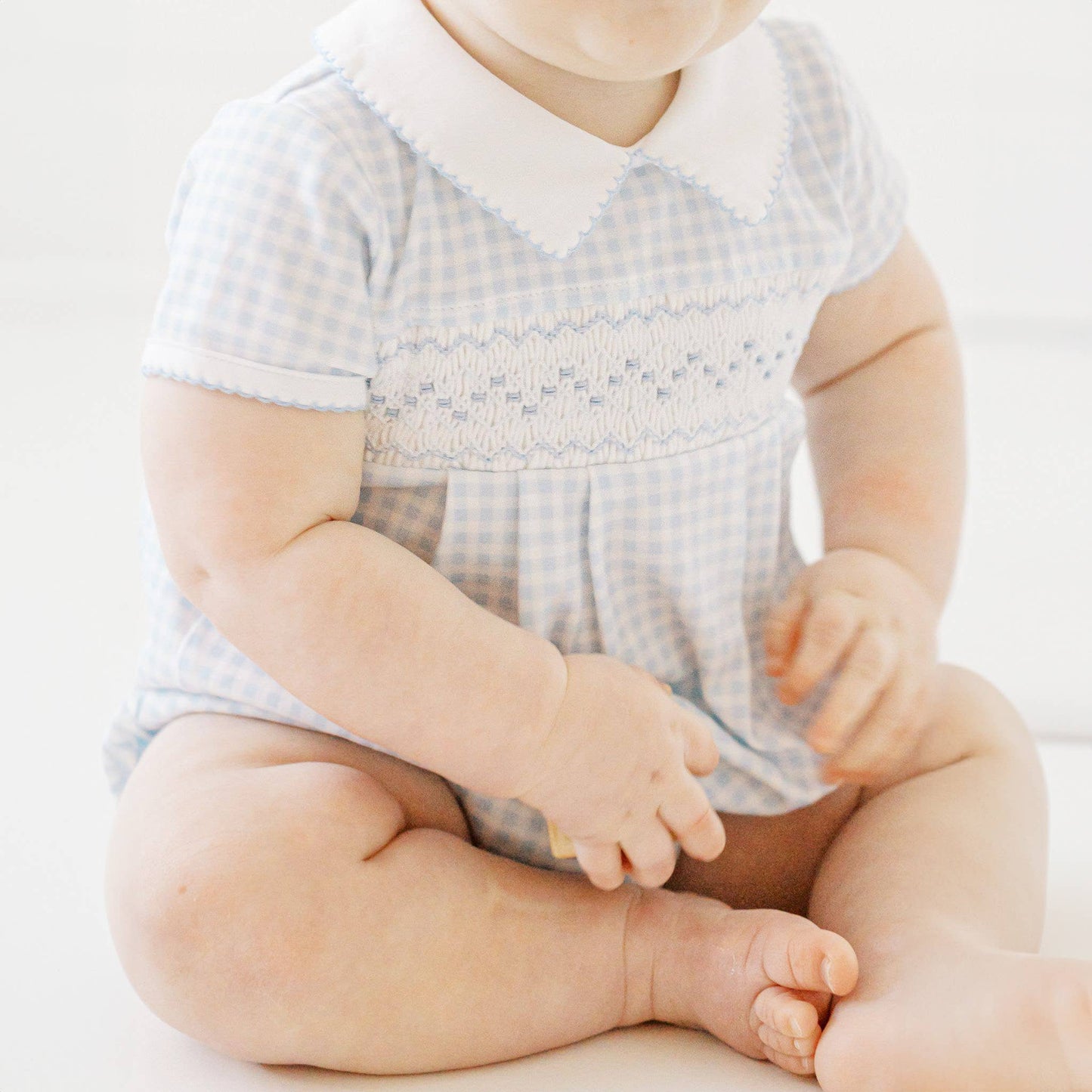 Mini Checks Smocked Collared S/S Bubble