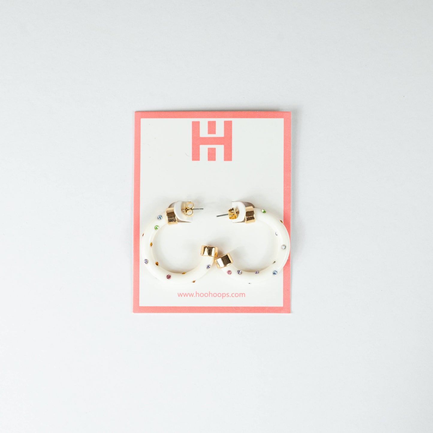 Minis - White with Rainbow Rhinestones