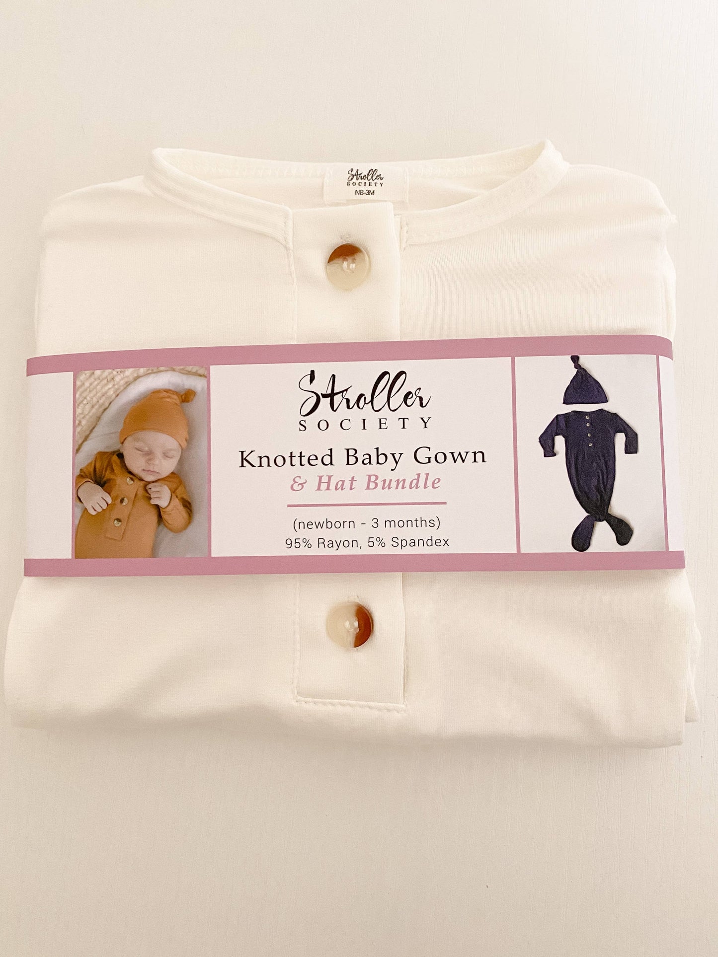 Newborn Knotted Gown Hat and Headband Set