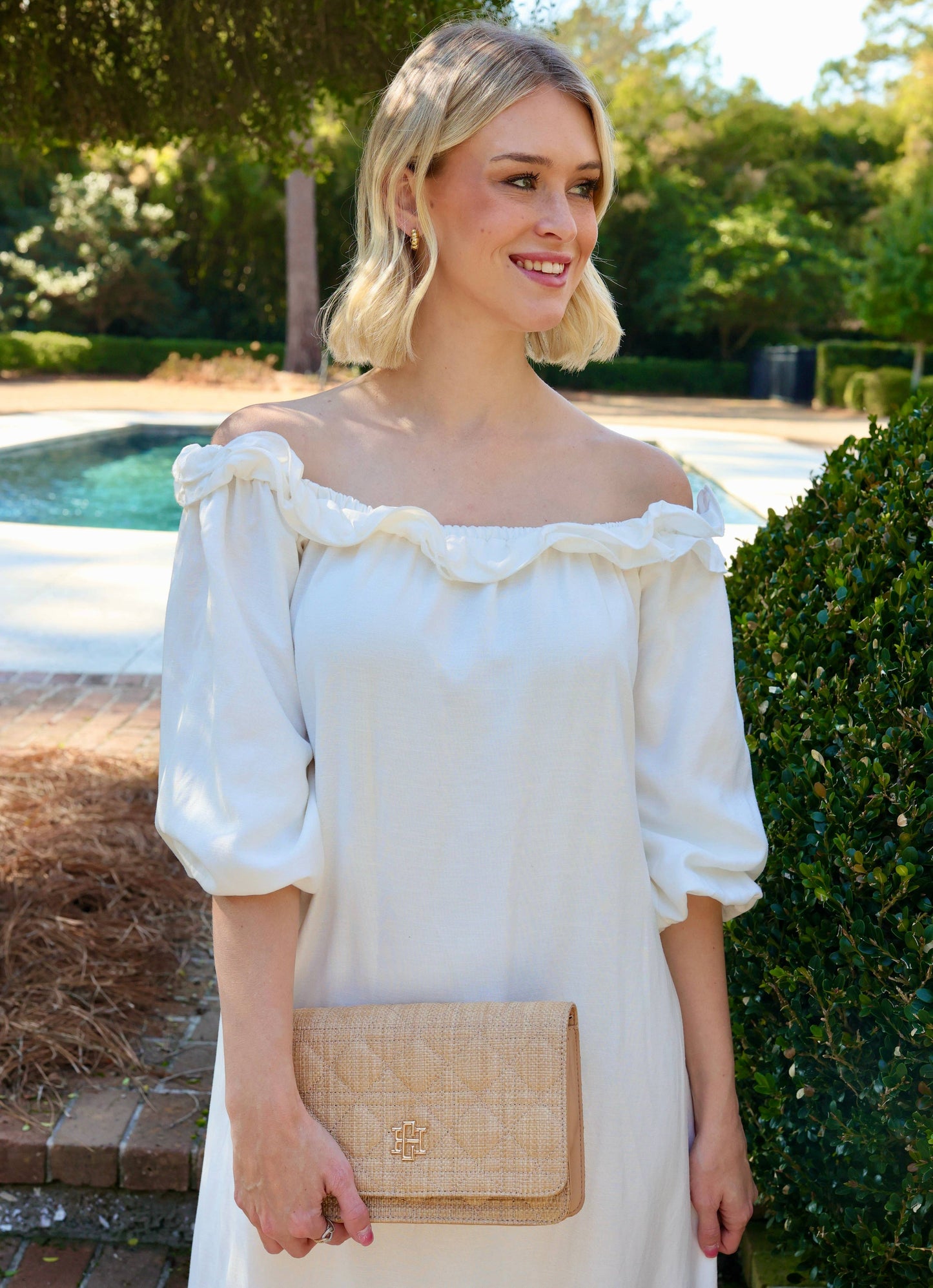 Bryn Clutch/Crossbody Natural Quilted