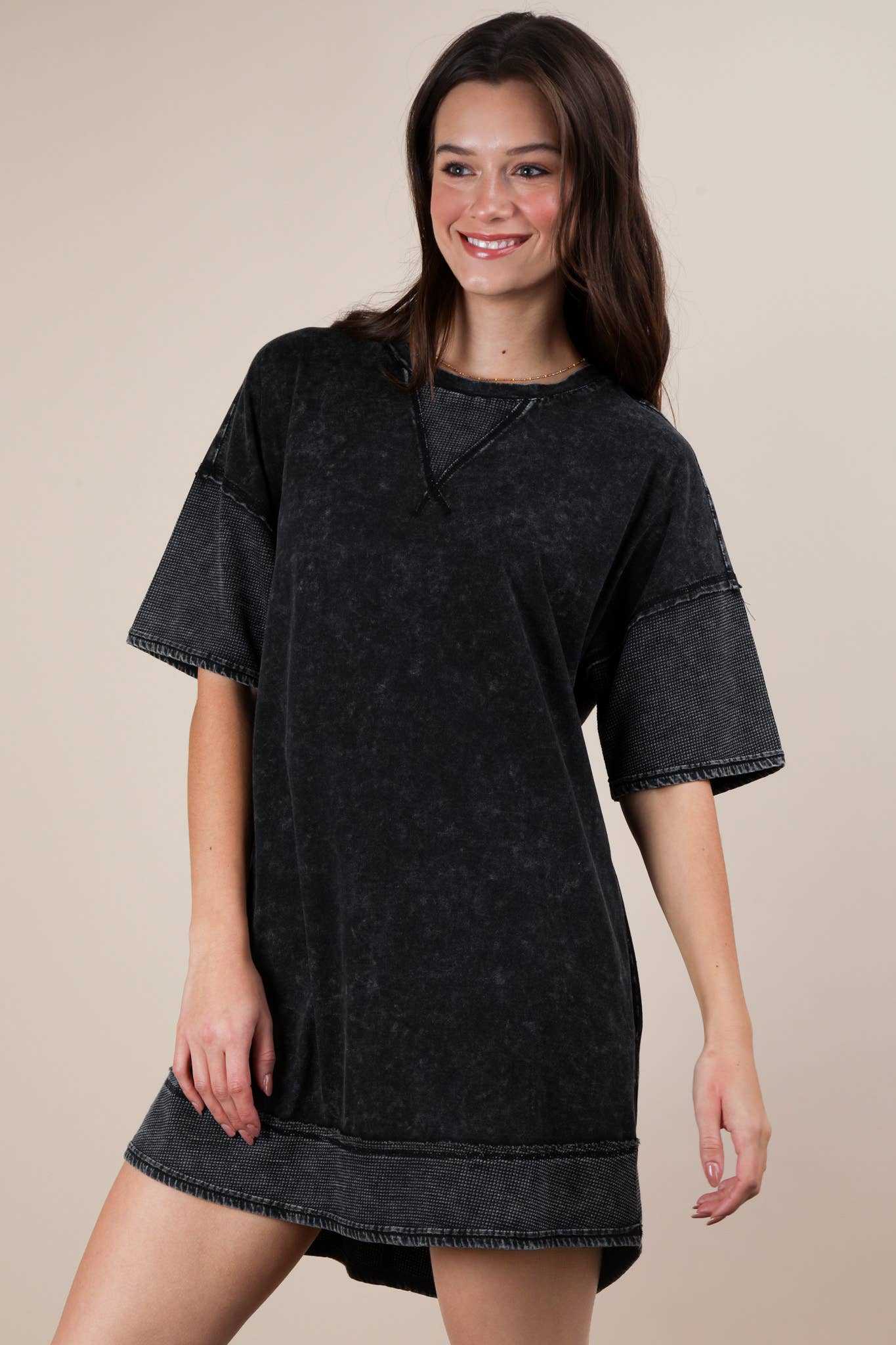 Macie Mineral Washed Comfy Knit Dress