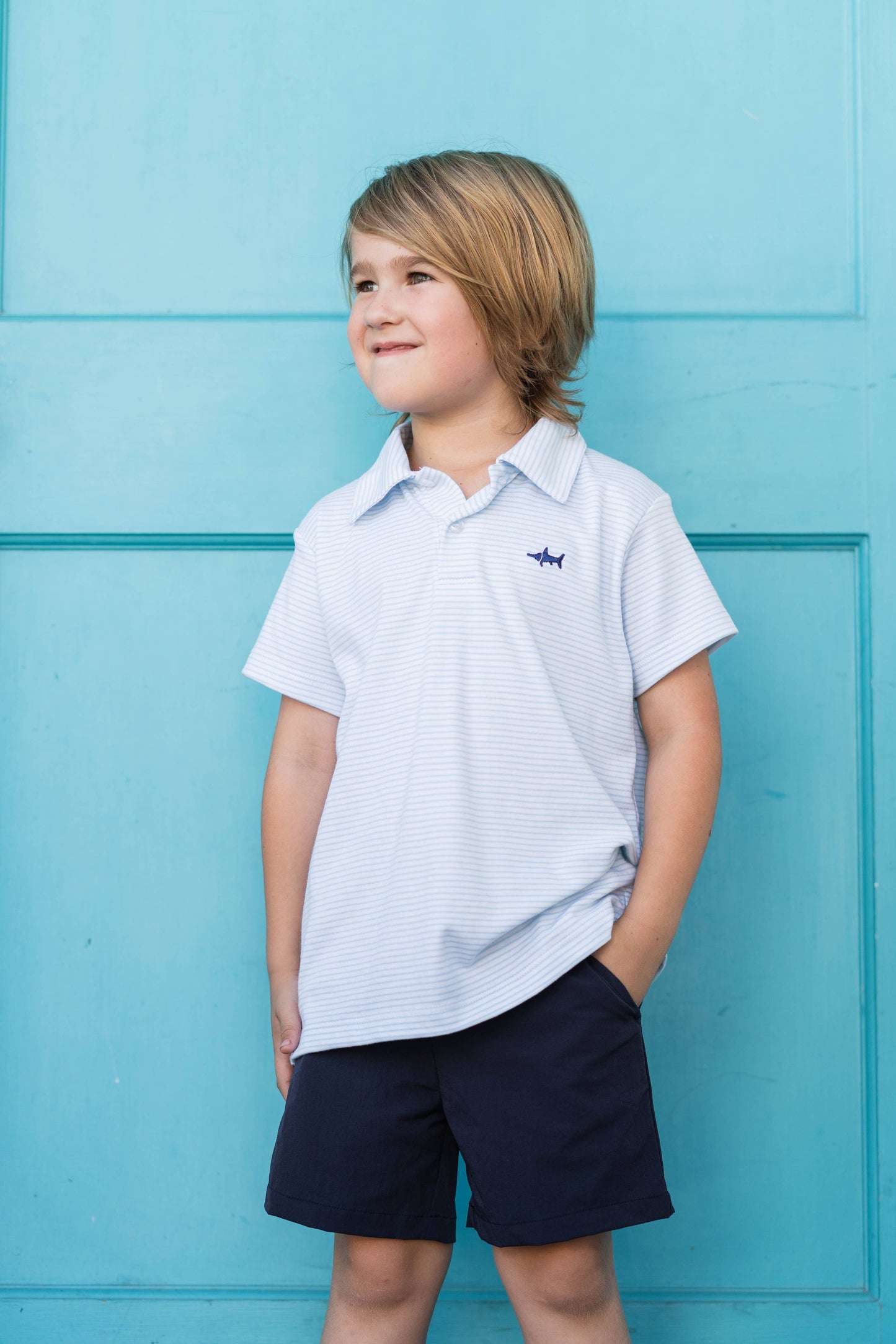 SBC Signature Pima Polo: Light Blue Stripe