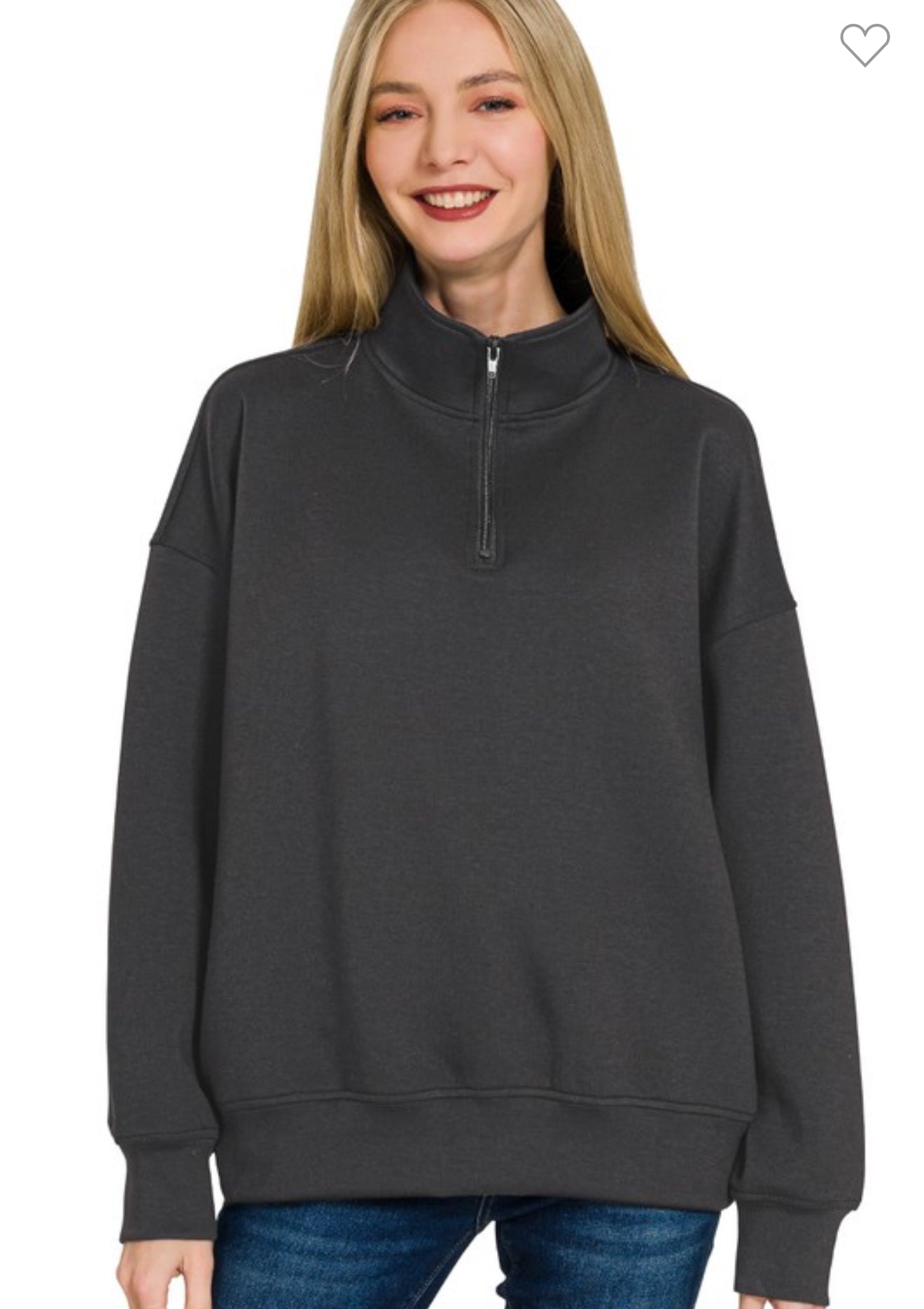 Kiera Half Zip Pullover (Black or Bright Mauve)