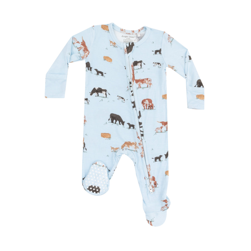 Cow Families 2 Way Zipper Footie