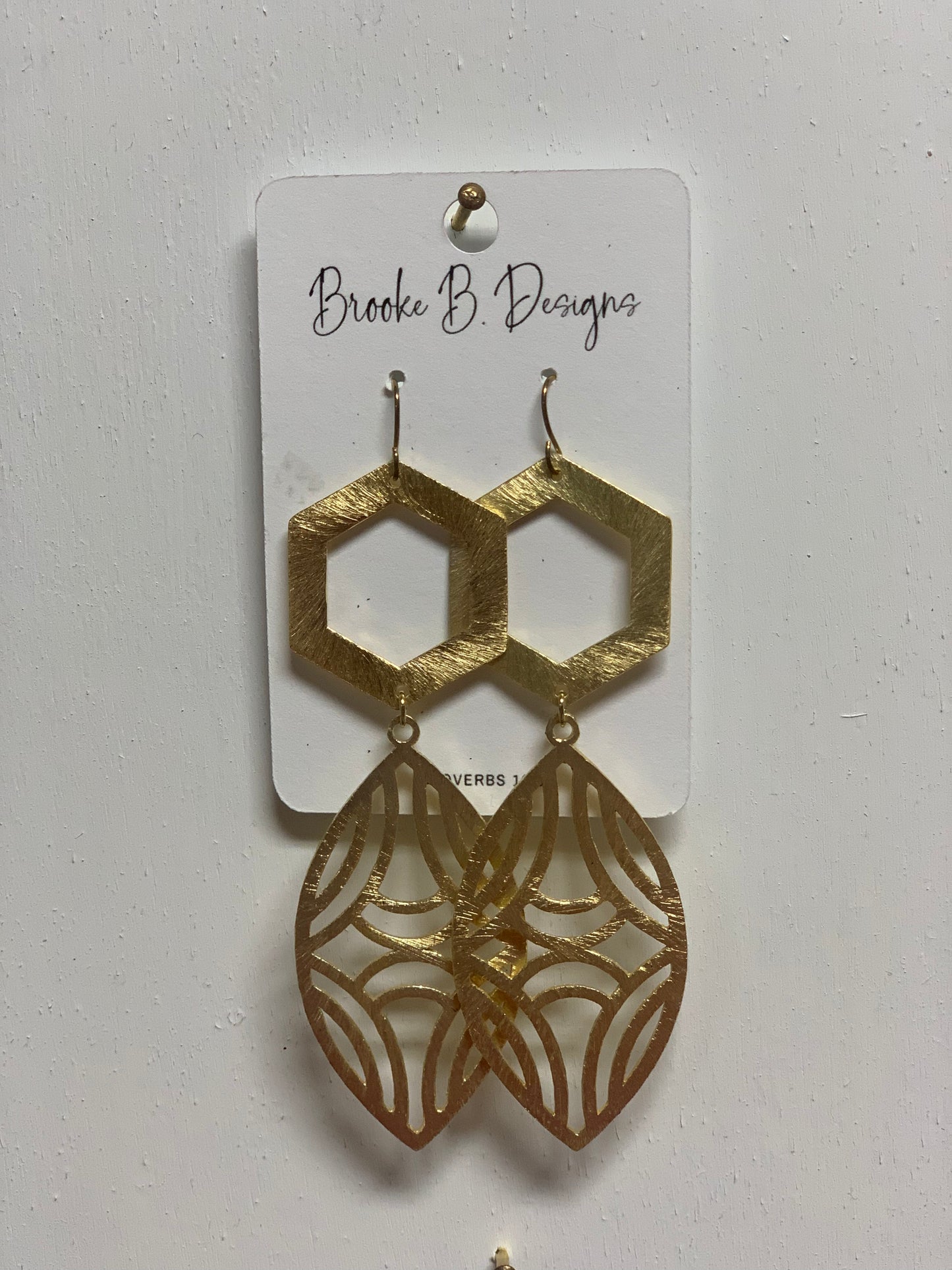 Hexagon Feather Earrings