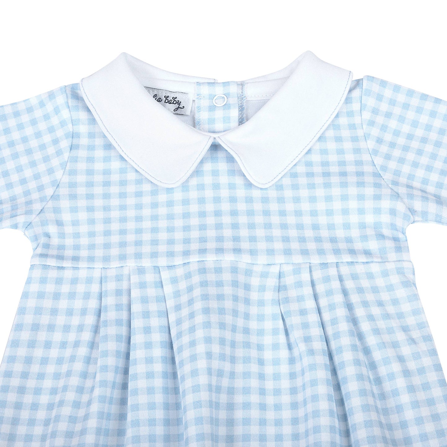Mini Checks Collared Boy Gown - Blue