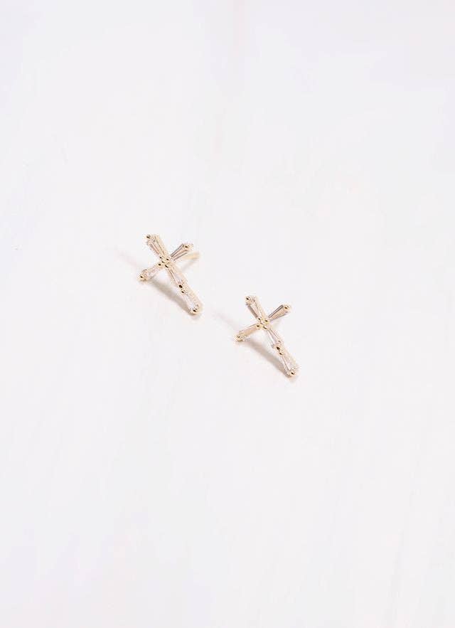 Geare CZ Cross Stud Earring