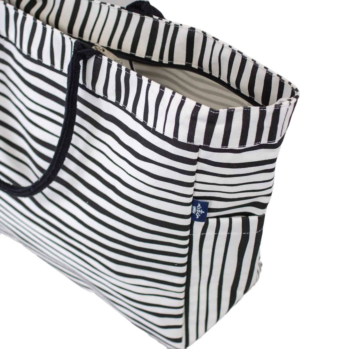 Stripe Durham Tote (White/Black)