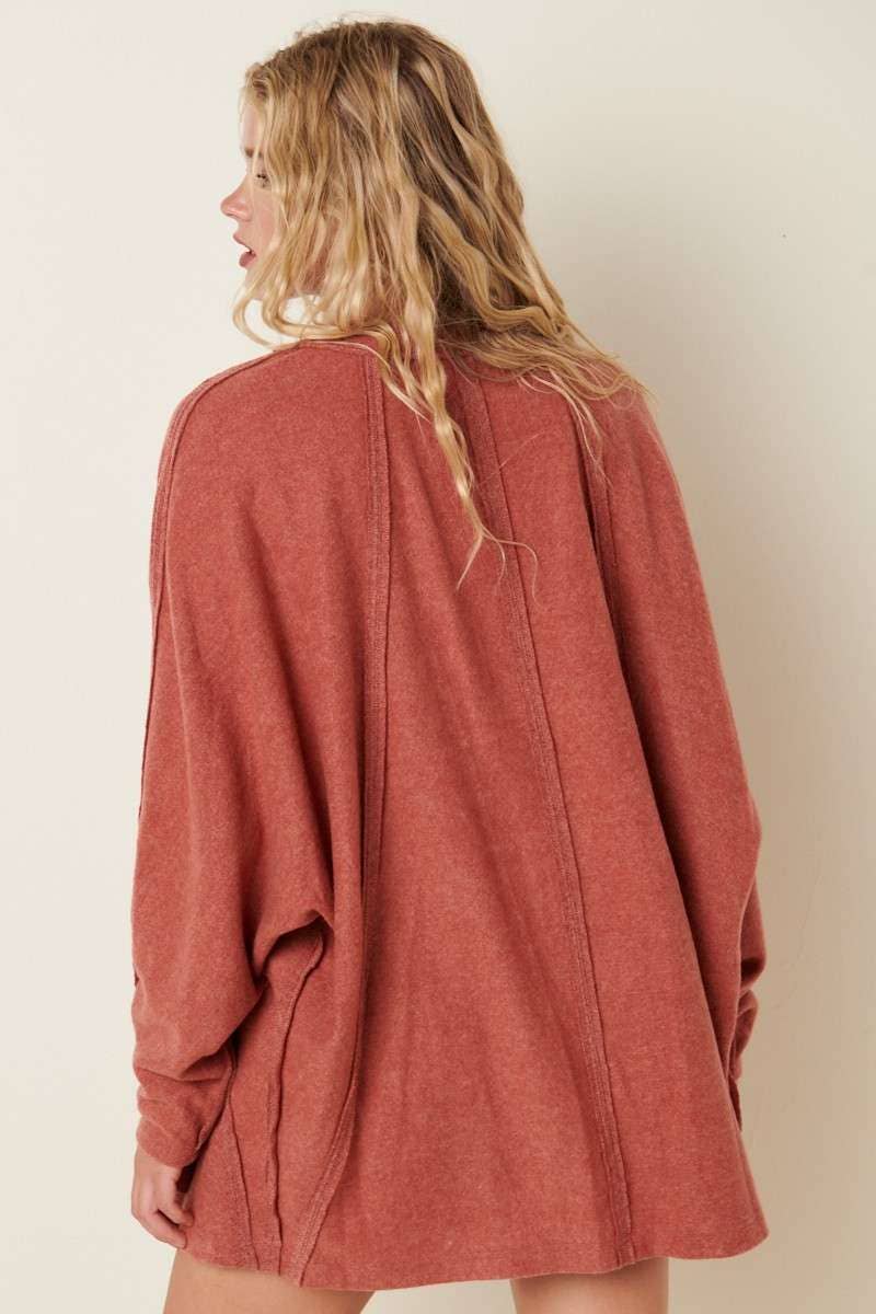 Dolman Sleeve Cardigan (Rosewood)