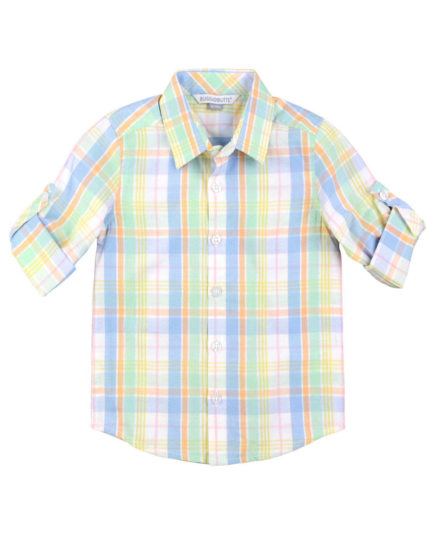 Clubhouse Rainbow Plaid Long Sleeve Button Down Shirt