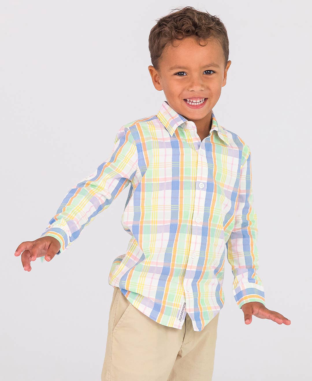 Clubhouse Rainbow Plaid Long Sleeve Button Down Shirt