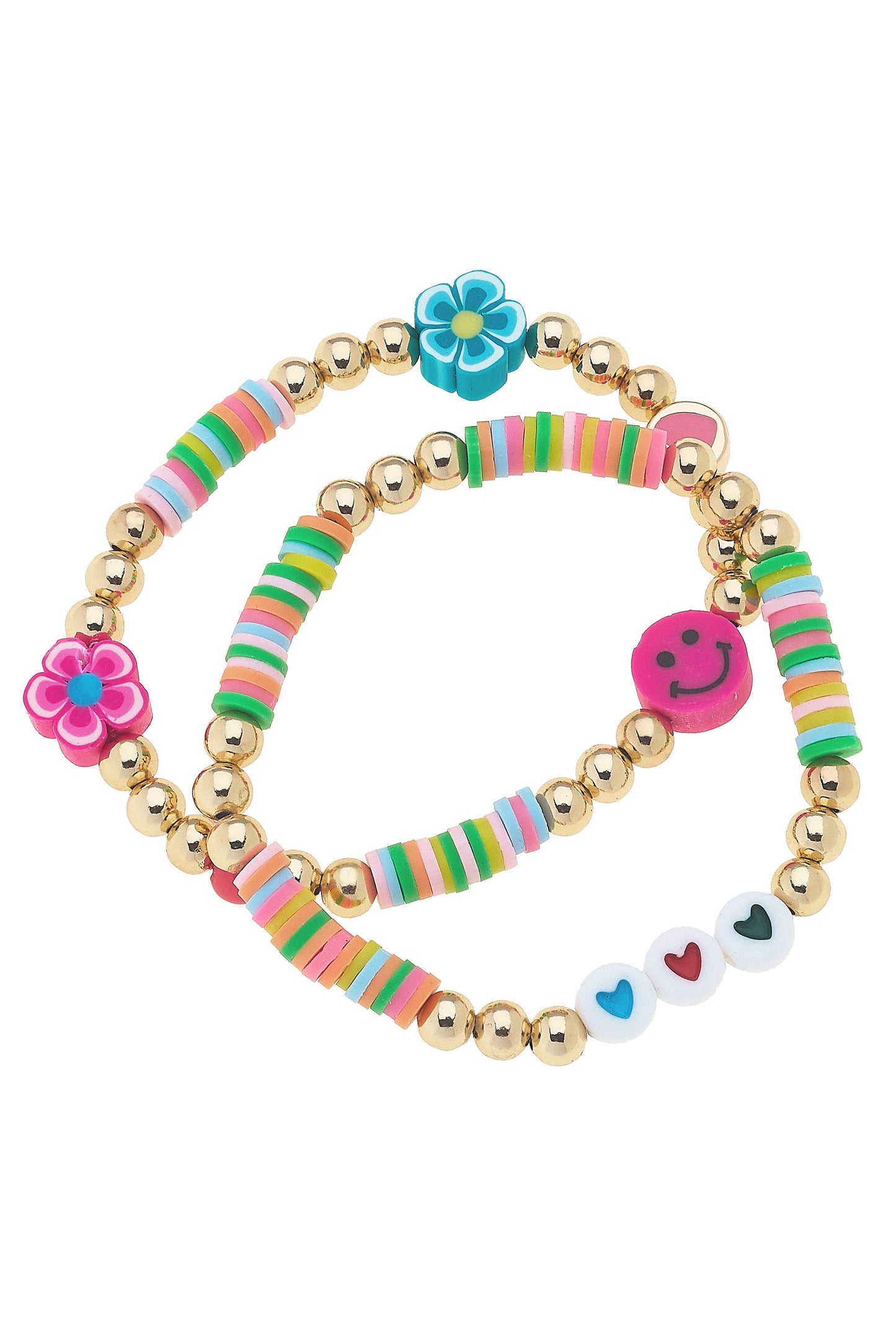 Mimi Heart Rainbow Children's Stretch Bracelet Set of 2