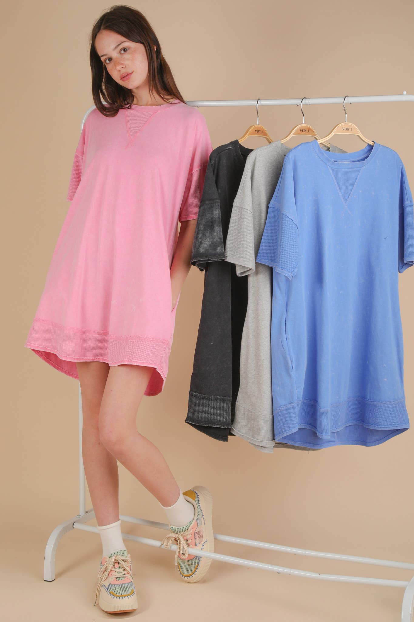 Macie Mineral Washed Comfy Knit Dress