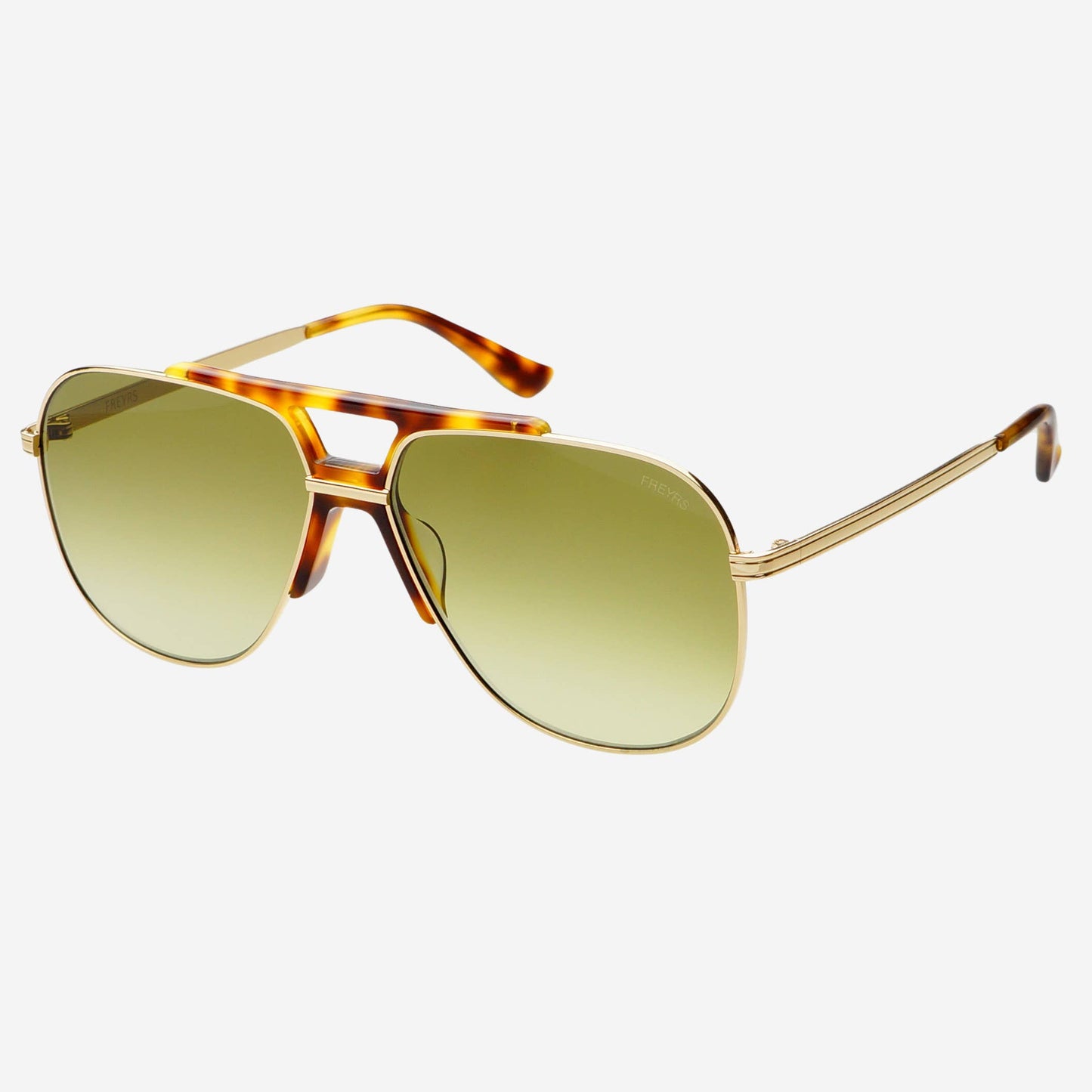 Logan Acetate Aviator Unisex Sunglasses: Gold / Fade Green