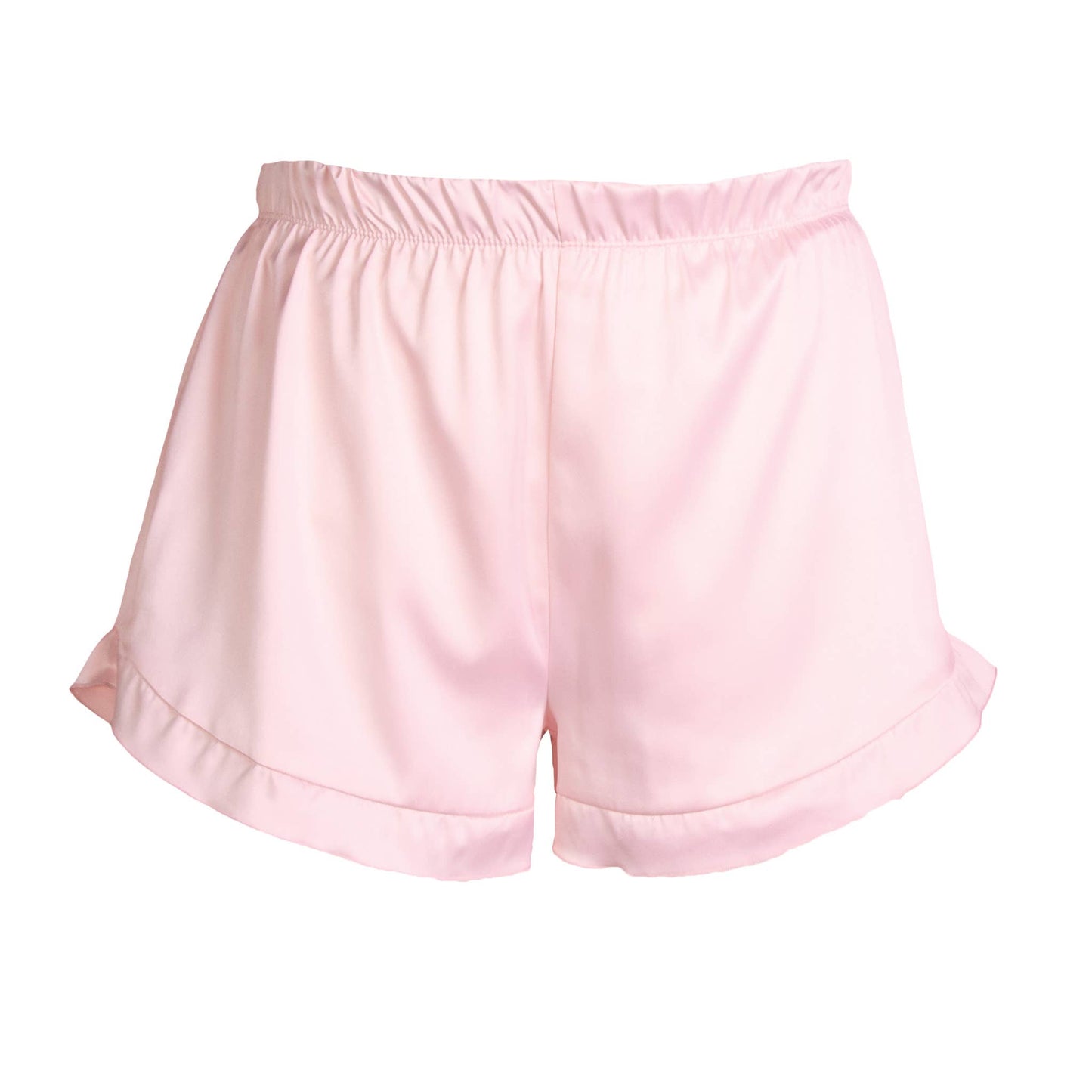 Pink Satin Ruffle Pajama Shorts