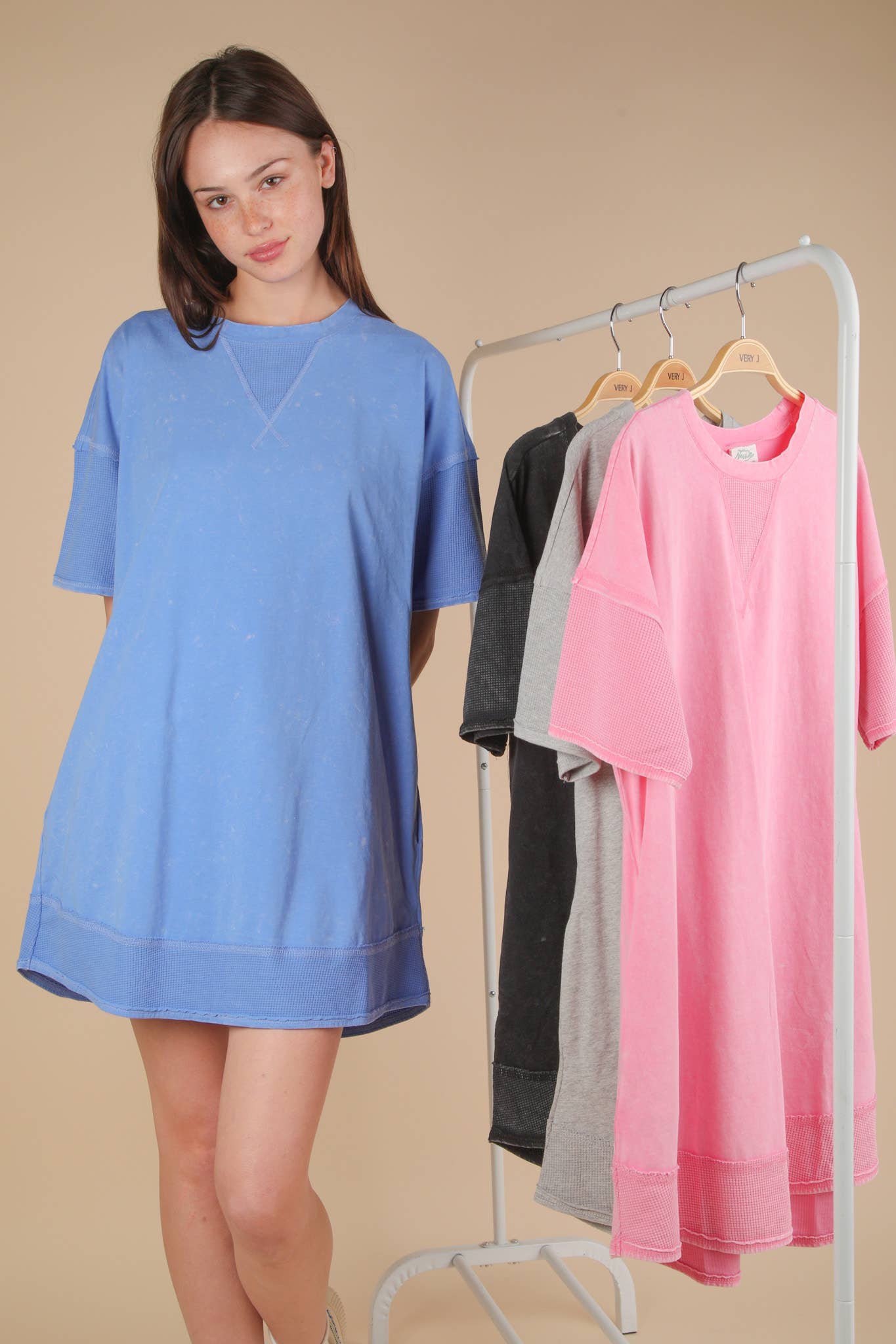 Macie Mineral Washed Comfy Knit Dress