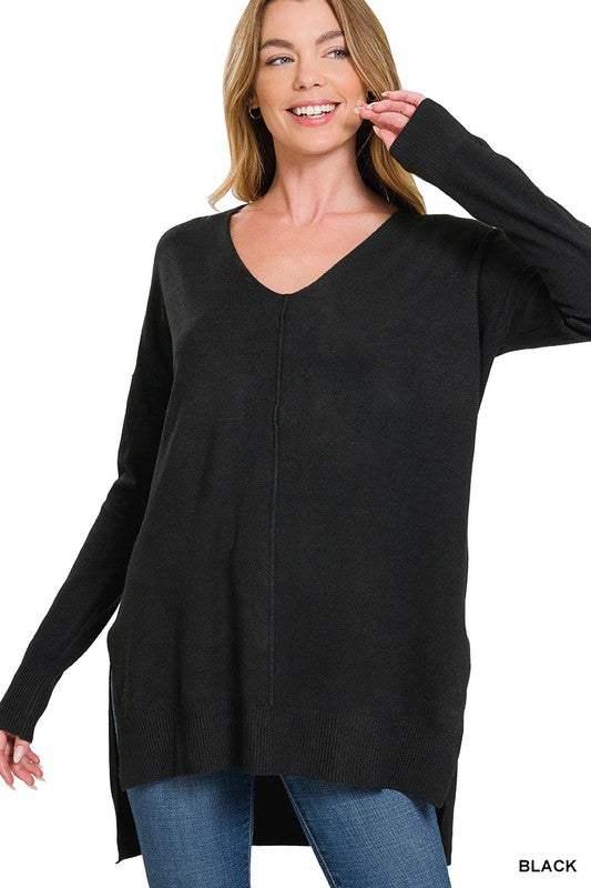 Hi Low Front Seam Sweater