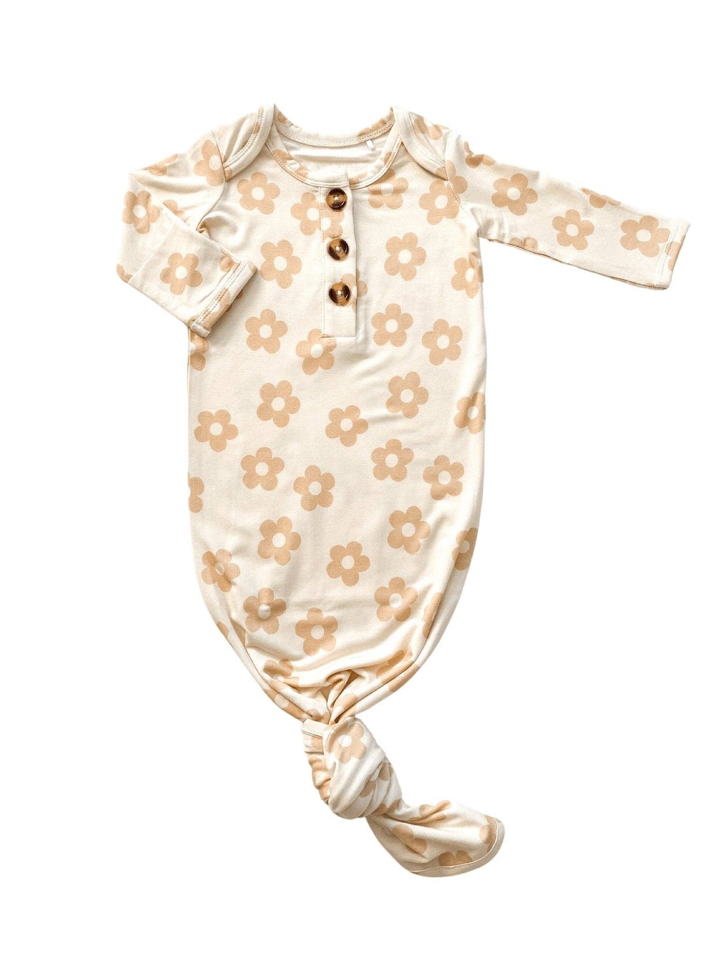 Knotted Baby Gown - Blush Daisy