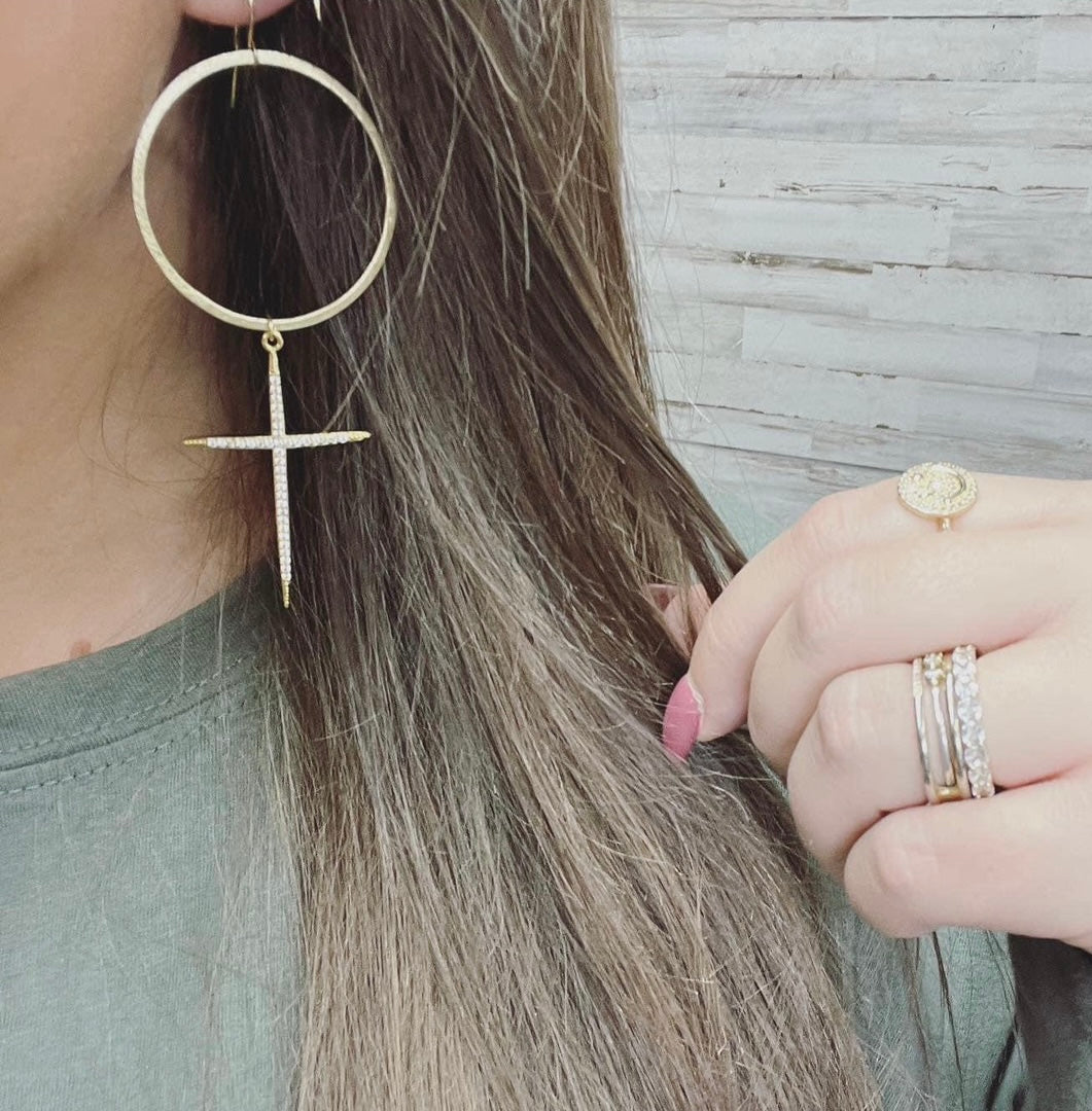 Cross + Hoop Earrings
