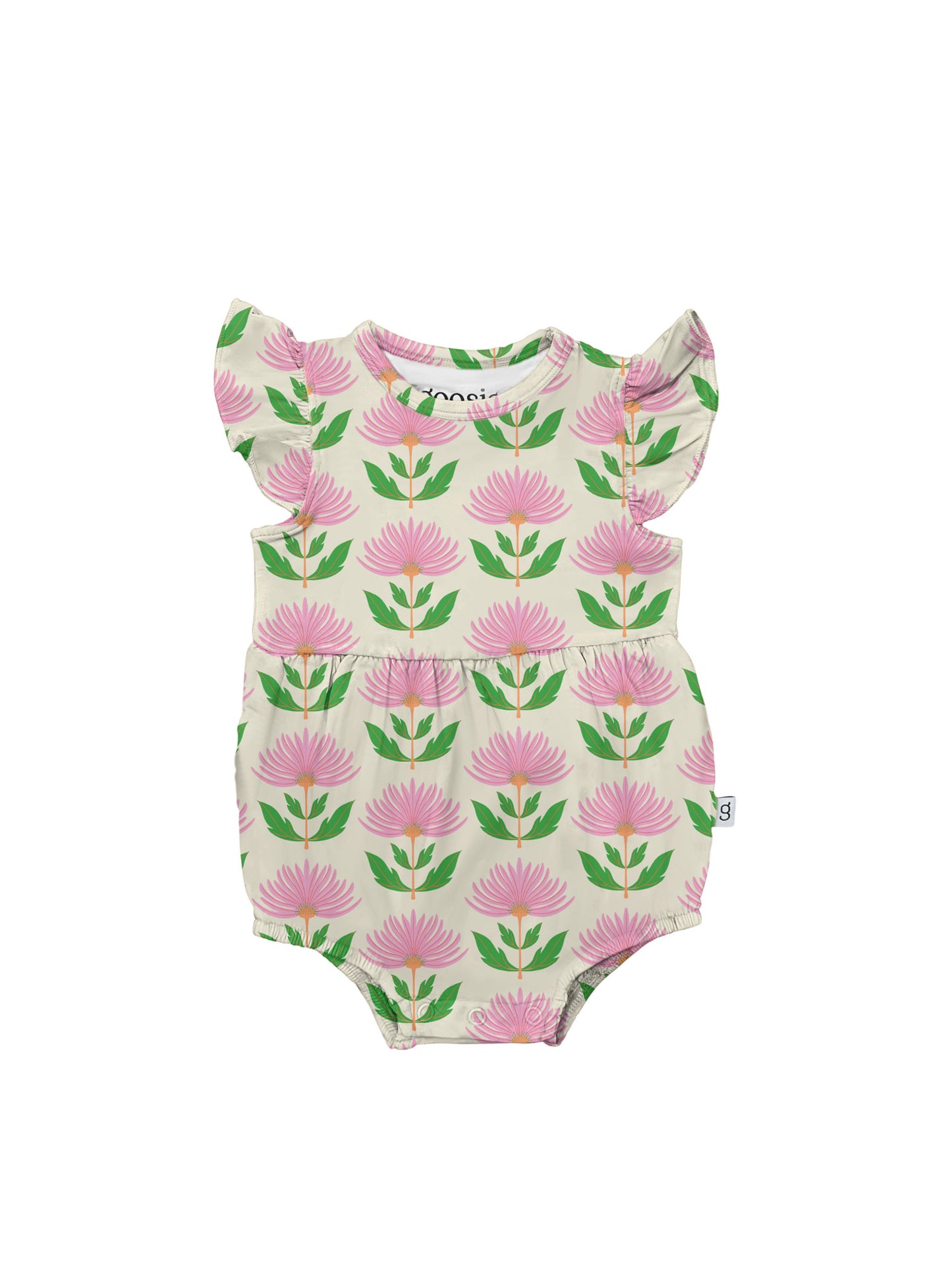 Pink Block Print Flowers - Flutter Bubble