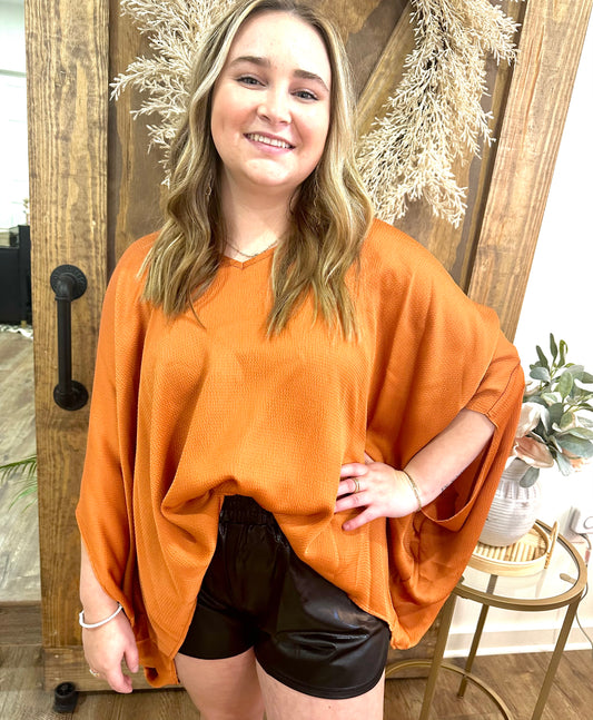 Rust Satin Caftan Top