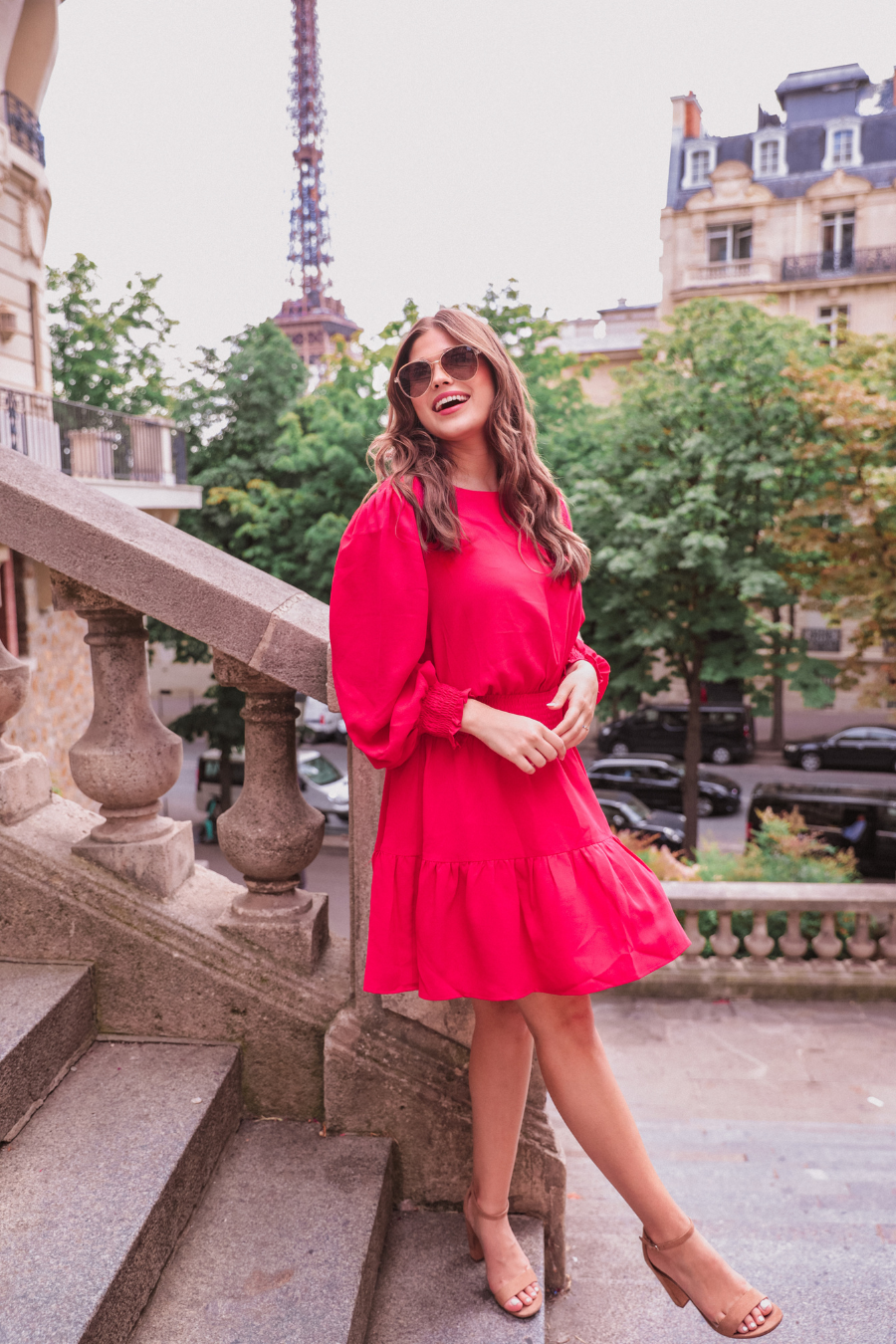 Chrissy Smocked Dress: Red