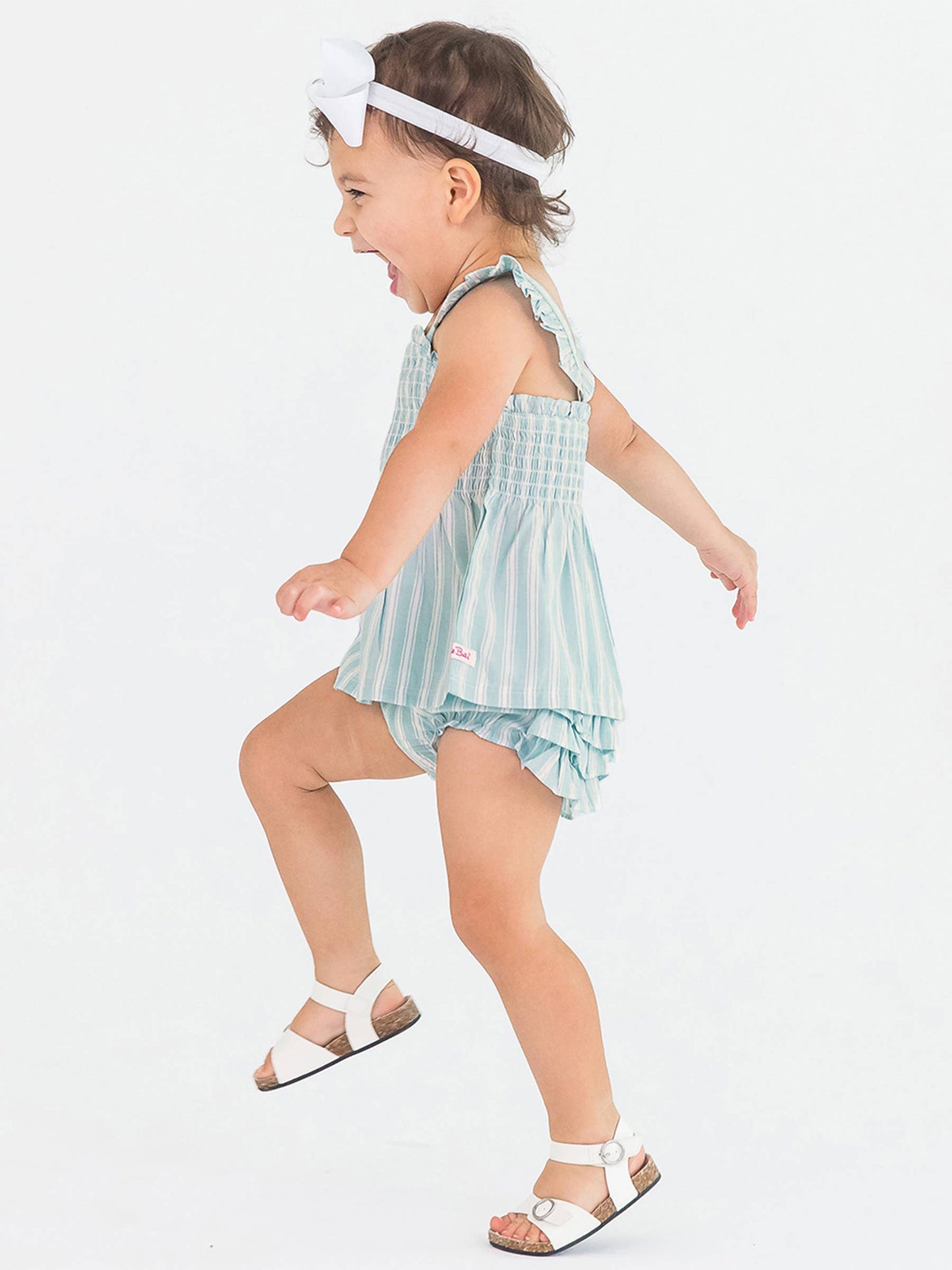 Baby Girls Retro Stripe Wave RuffleButt Bloomer