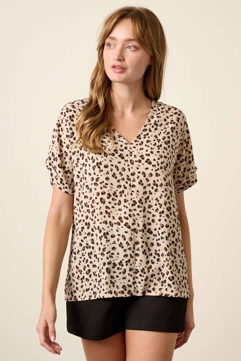 Animal Print Woven Top