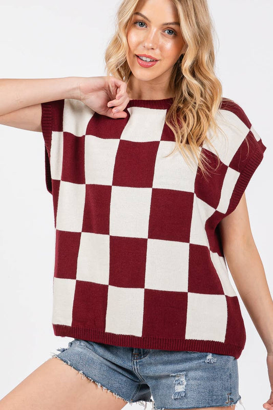 The Chelsea Top (Maroon/White)