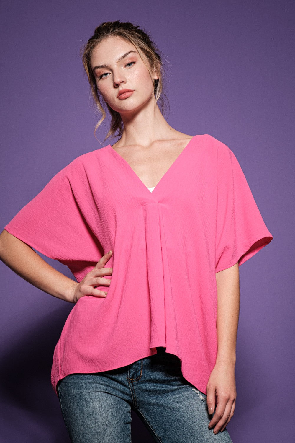 Solid Blouse (Kelly Green or Hot Pink)