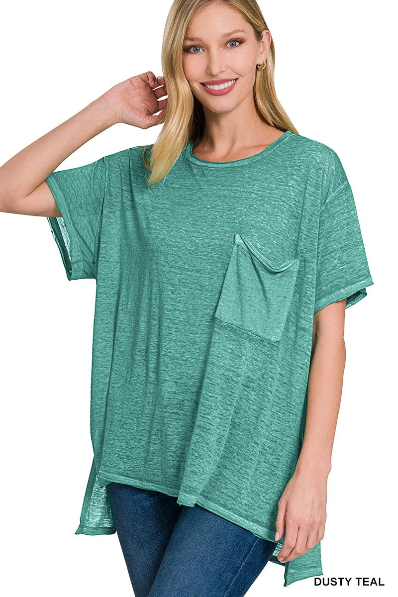 Oversized Burnout Tee (Dusty Teal)