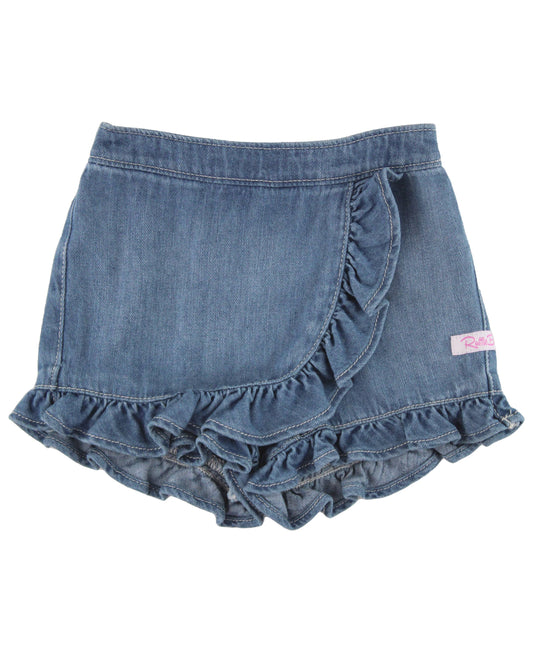 Girls Denim Ruffled Skort