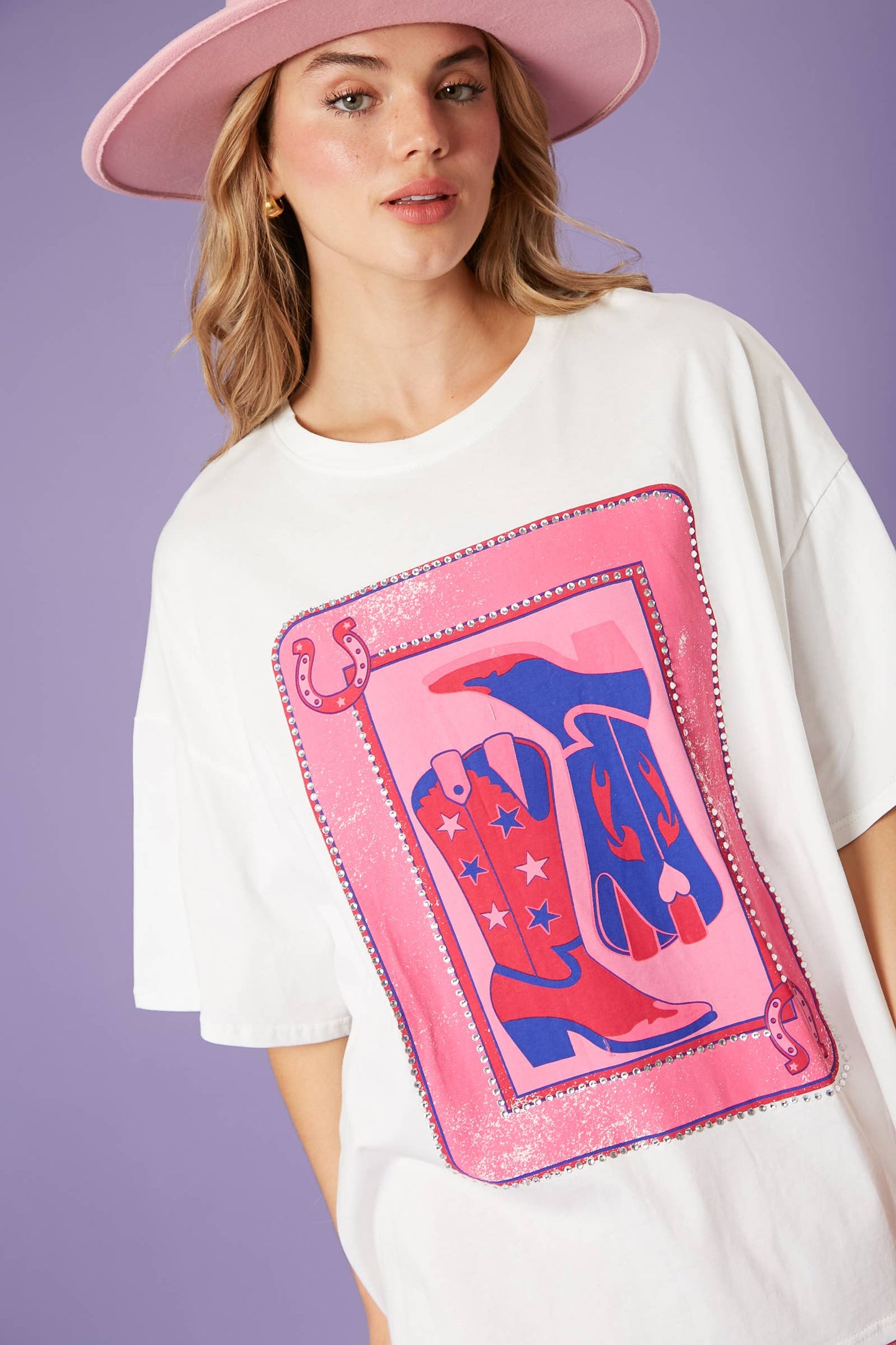 Cowgirl Boots Card Print Tee