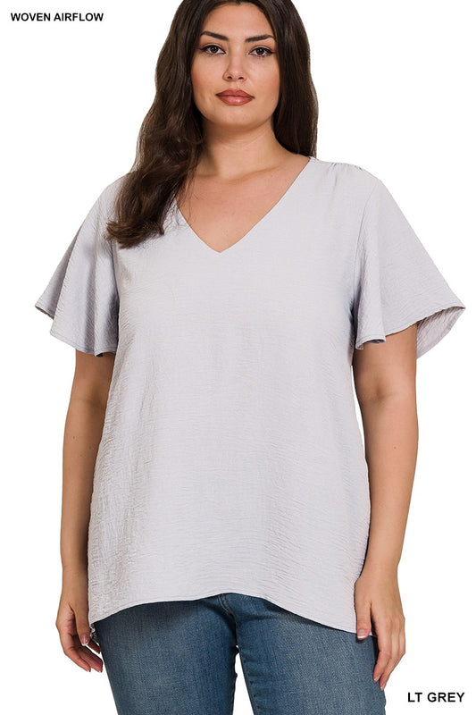 Airflow Flutter Sleeve Top (Light Grey)