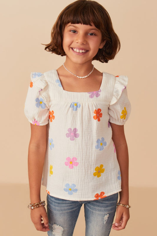 TWEEN Floral Gauze Top