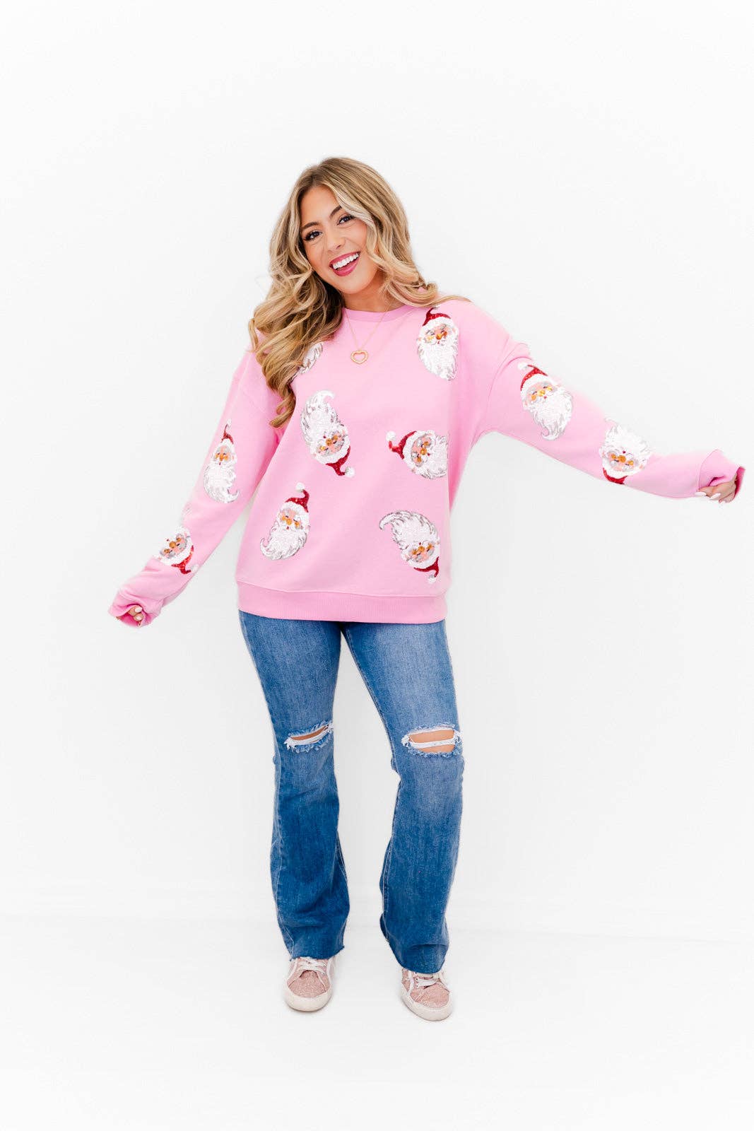 Santa Sequin Patch Sweatshirt
