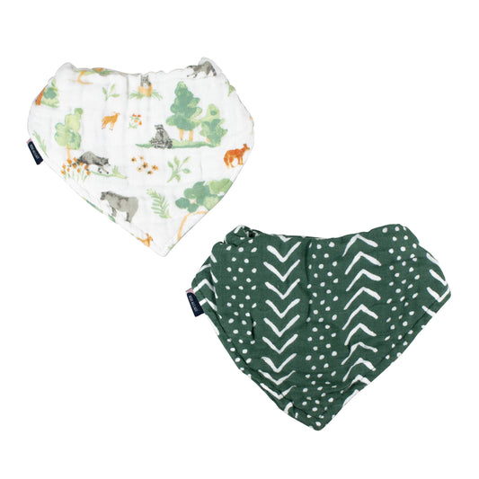 Forest Friends + Mudcloth Classic Muslin Bandana Bib Set