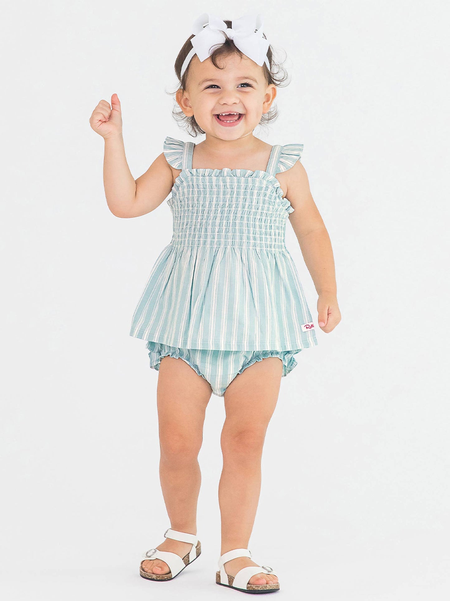 Baby Girls Retro Stripe Wave RuffleButt Bloomer